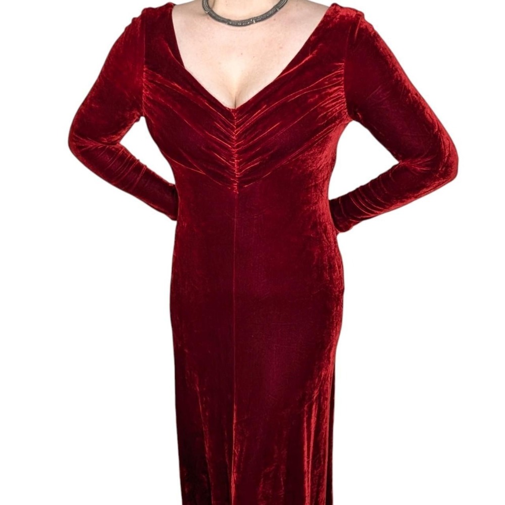 Red Velour Vintage Formal Dress